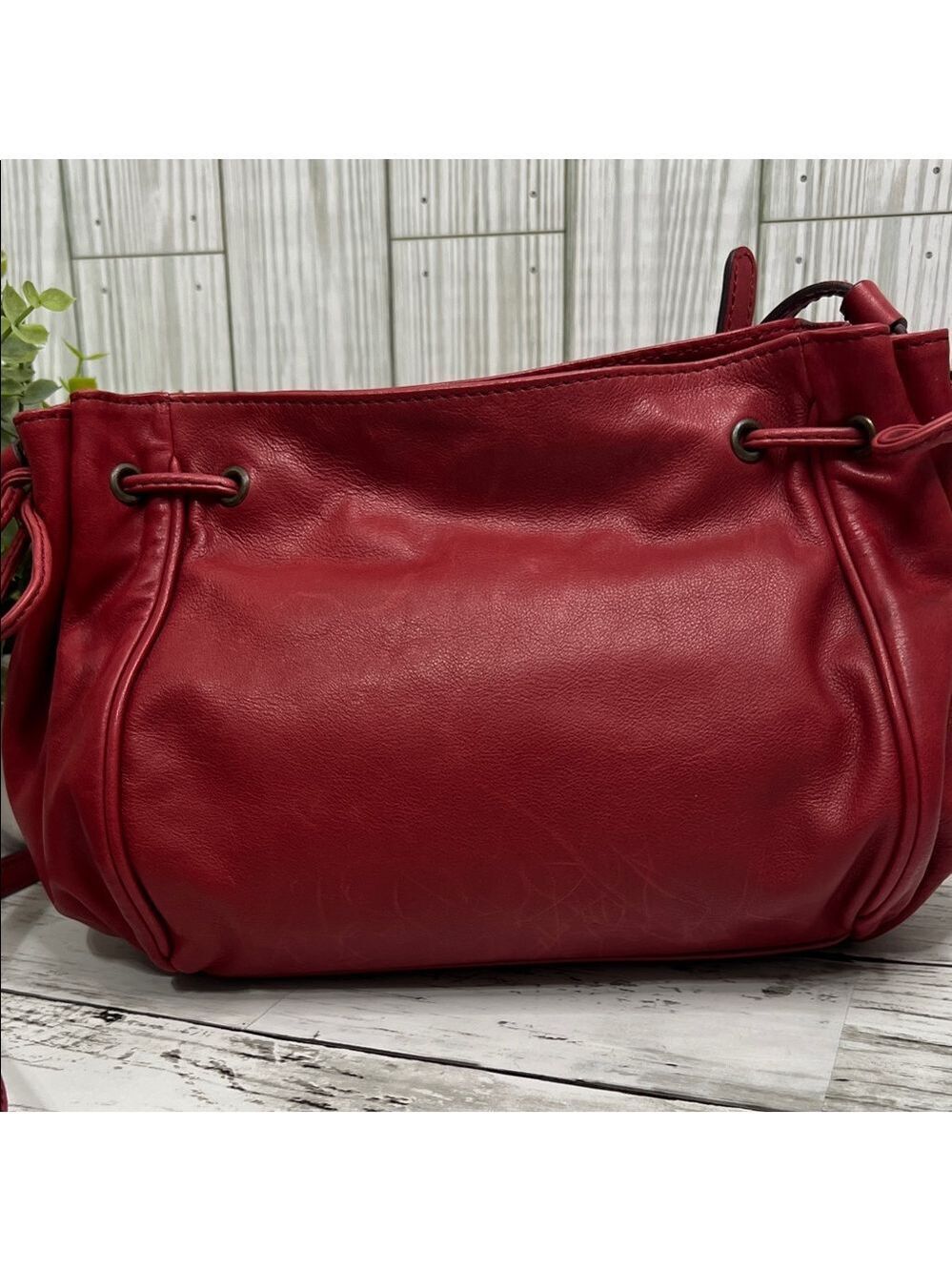 Gerard Darel Red Leather Satchel Shoulder Crossbody Bag 24h Mini Designer Purse - Picture 5 of 13